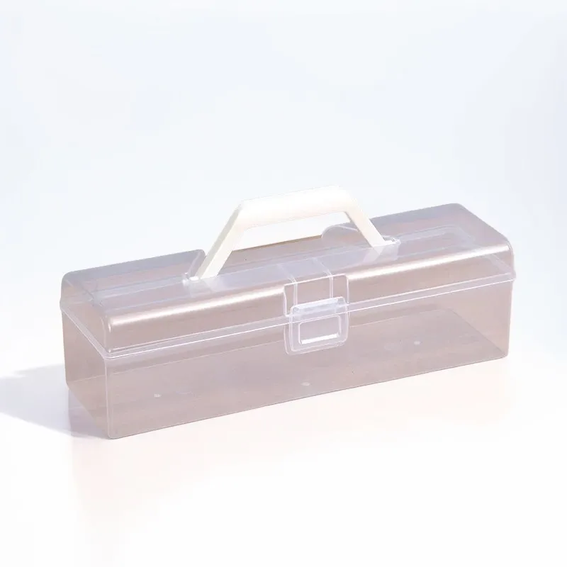 Transparent Plastic Storage Box With Handle For Jewelry Hardware Accessories Small Items DIY Crafts Cosmetics Tools Case