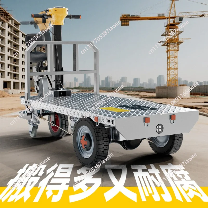 Electric flatbed truck handling construction site pulling bricks warehouse pulling goods breeding three-wheel transporter