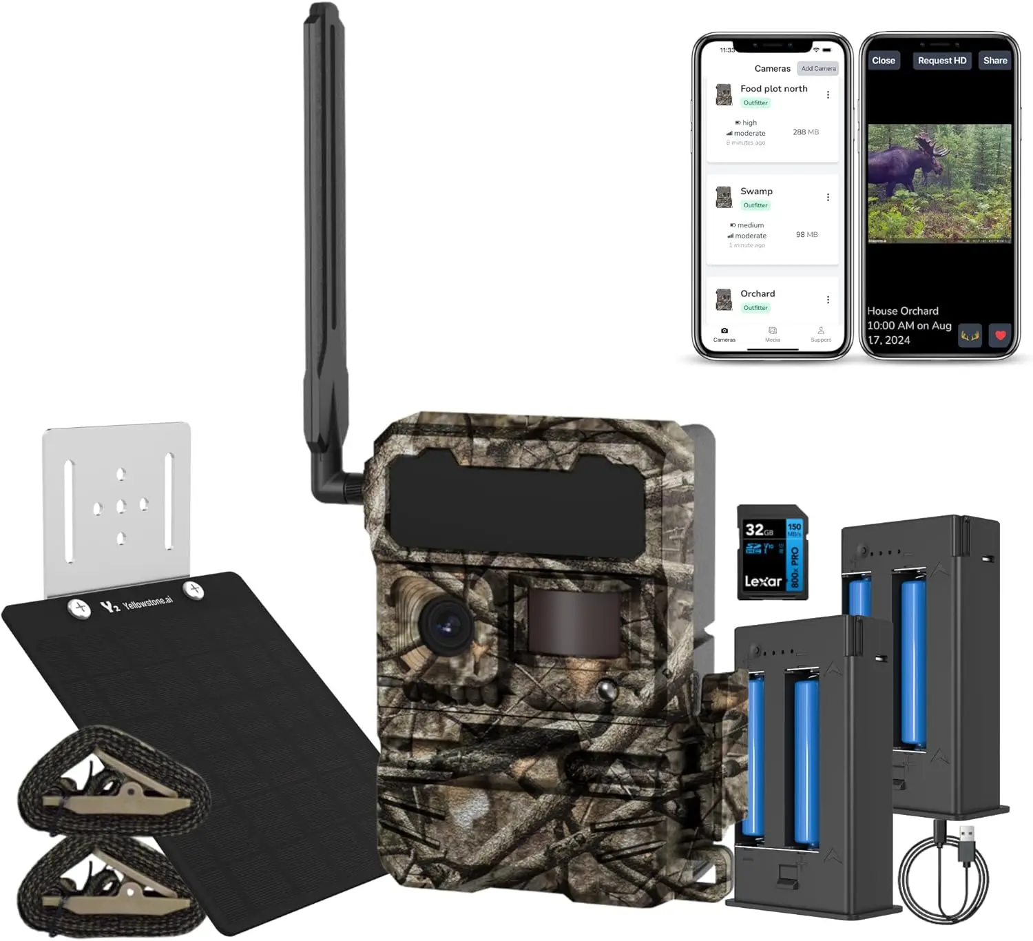 4G Cellular Trail Camera from  - Bundle with Solar Panel and Two Battery Packs