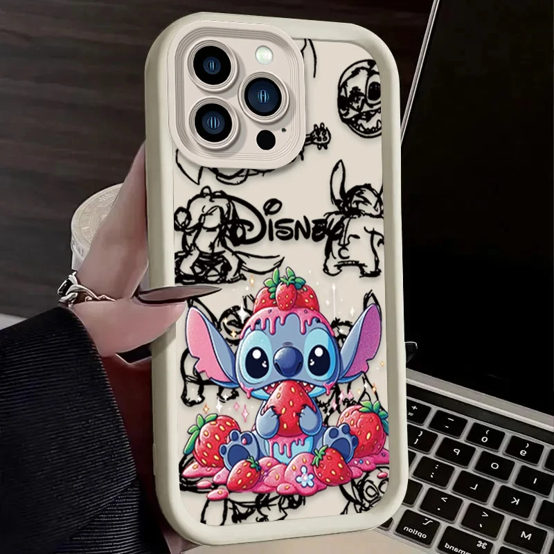 New Lovely Cartoon Stitch Strawberry Phone Case For OPPO A60 A3X A16 A17 A38 A53 A54 A55 A58 A72 A74 A76 A78 A94 A98 4G 5G Cover