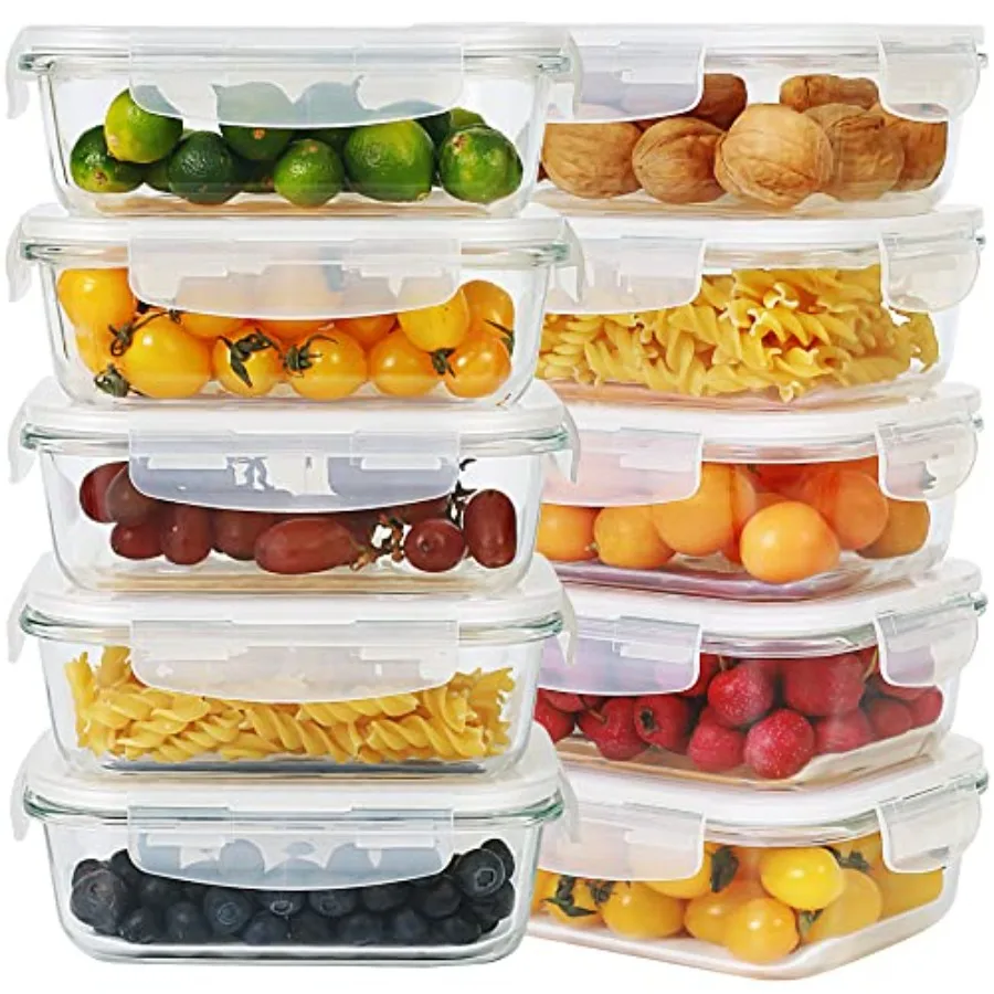 

10 Pack Glass Meal Prep Containers Meal Prep Bowls Food Storage Containers Glass Food Prep Containers with Lids Lunch Container