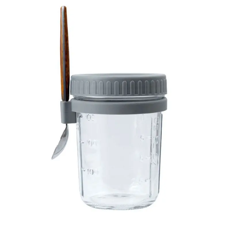 ABMO Breakfast Cup Container Airtight Oatmeal Jar With Cover And Spoon Portable Oatmeal Cup For Salads Cereal