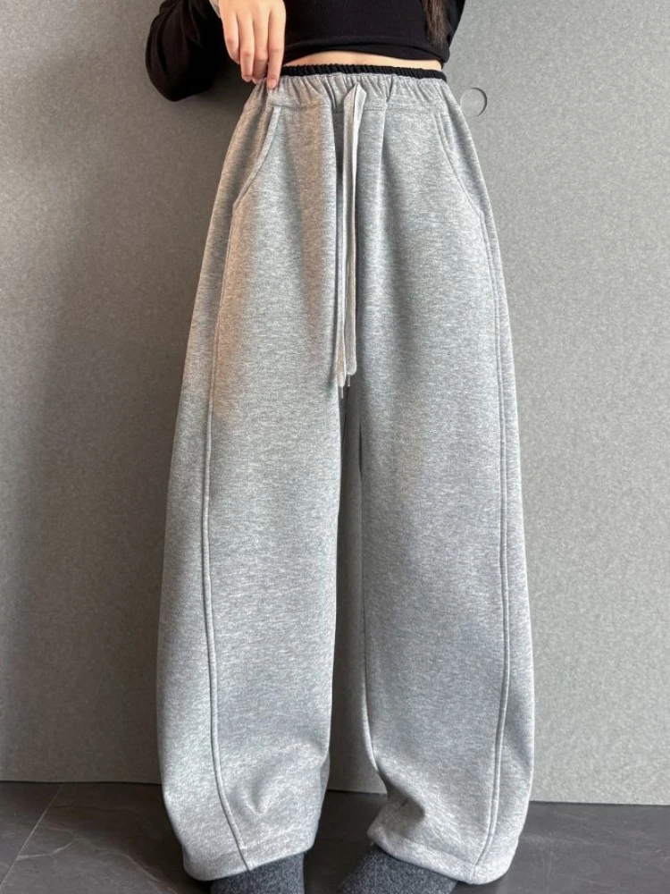 Girl's Winter Fleece Casual Pants Color Block Spliced Korean Style Fashion Big Kids Trousers 2026 New