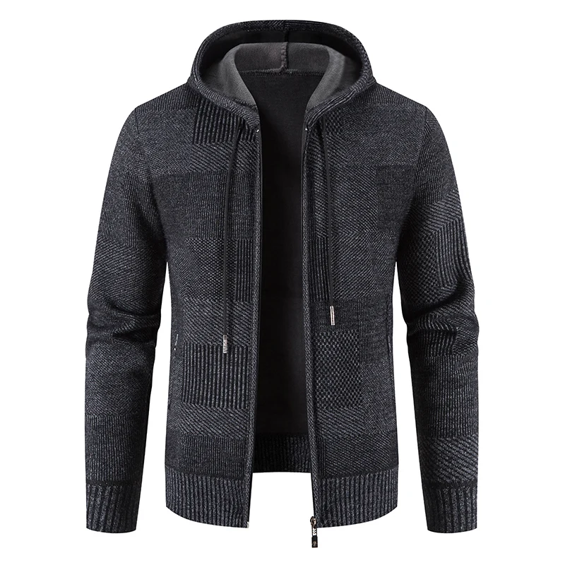 Men Hoods Cardigans Sweaters 2023 Winter Thick Warm Hooded Sweatear coat Causal Slim Knitwear Sweatear Jacket Coats Men Clothing