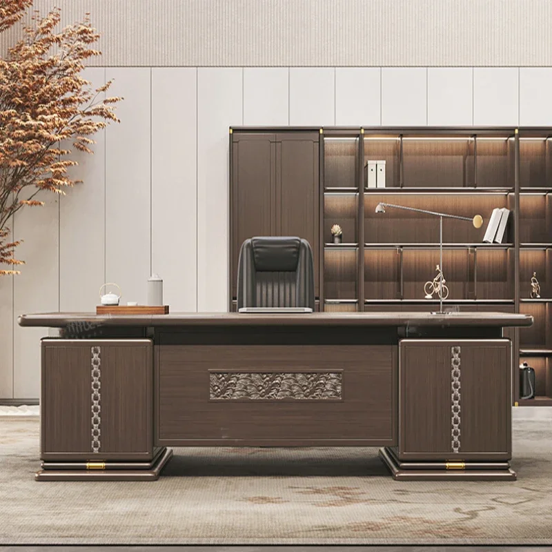 Office Desk President Desk and Chair Combination  High end General Manager Solid Wood Boss