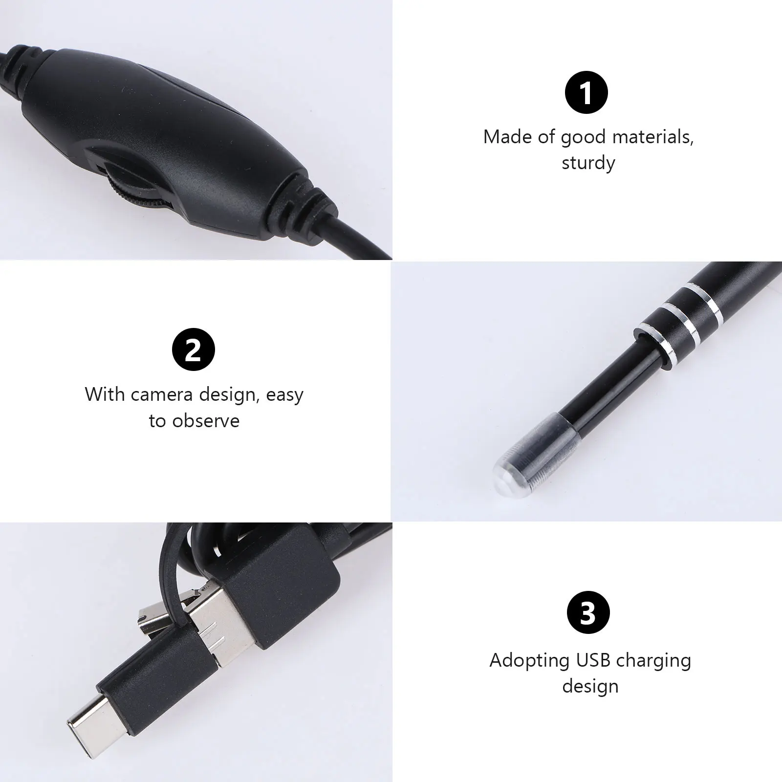 

2M 7Mm 300K Pixels Cmos Camera Black Android Otg Waterproof Endoscope Inspection Tool