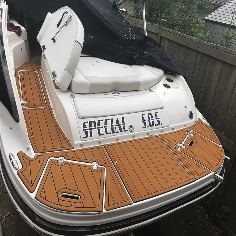 

2002 Rinker 270 Swim Platform Step Pad Boat EVA Foam Faux Teak Deck Floor Mat SeaDek MarineMat Gatorstep Style Self Adhesive