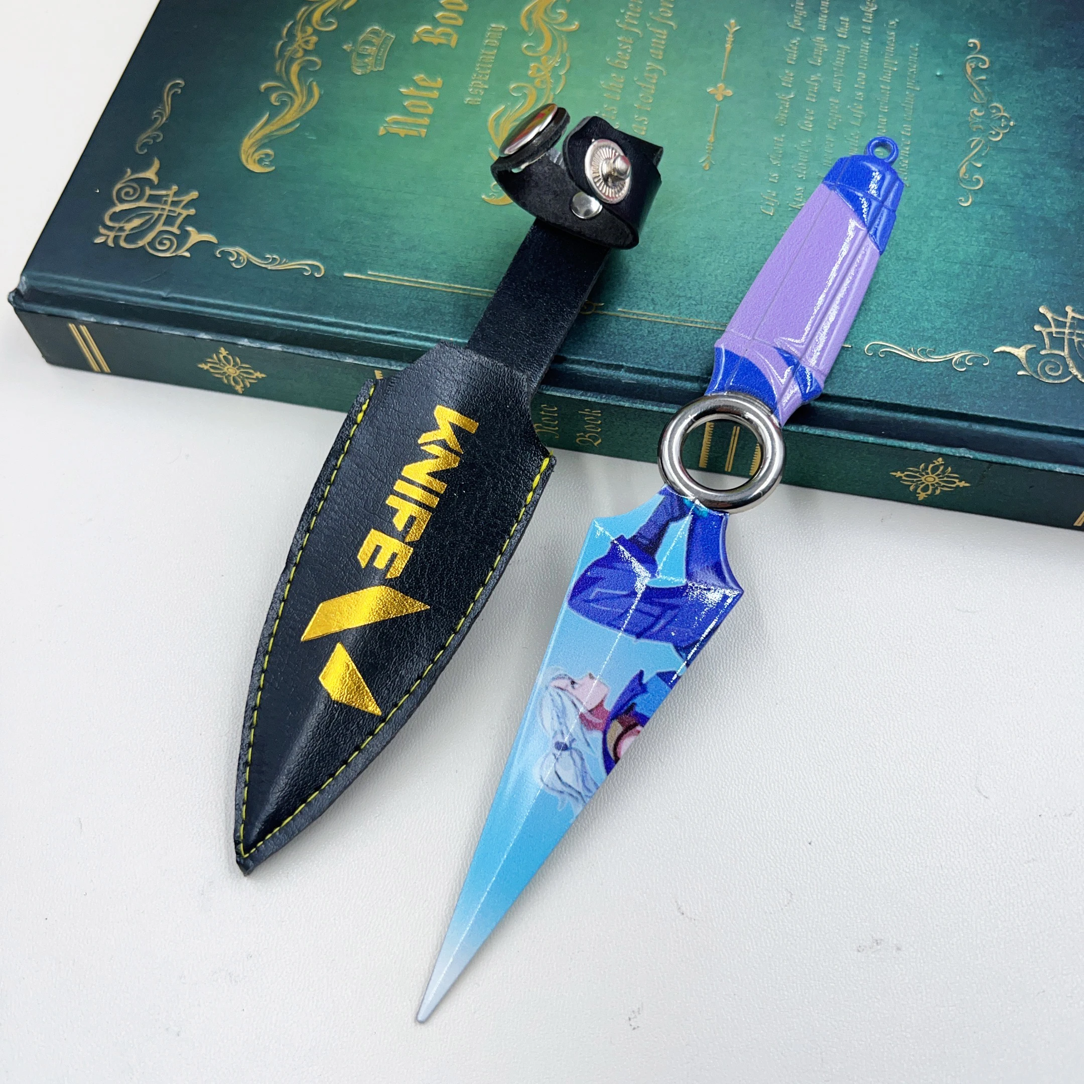 JETT Kunai de Metal de 17cm con llavero con patrón, periféricos de juego Valorant, modelo Kunai para regalos de colección de jugadores
