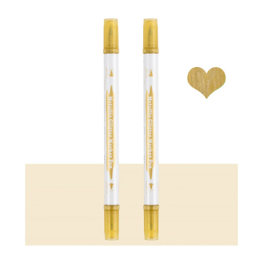 Shimmering Metallic Brush Markers Set of 10 - Dual-Tip Metallic Pens for Hand Lettering, Journaling & Card Making