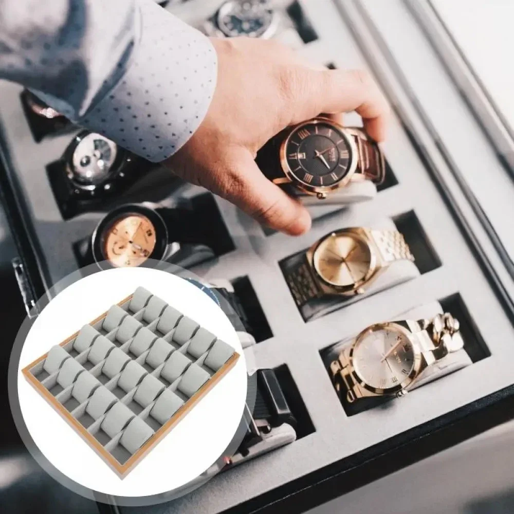 24 Slots Walnut Grain Wood Watch Storage Display Box Wristwatch Organizer Display Tray Watches Holder with Pillows Gift Cases