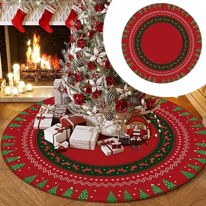 

MINISO DISNEY Round Christmas Tree Skirt Carpet Print Rug Living Room Sofa Retro Mats Party Festive Home Supplies Decorate Rugs
