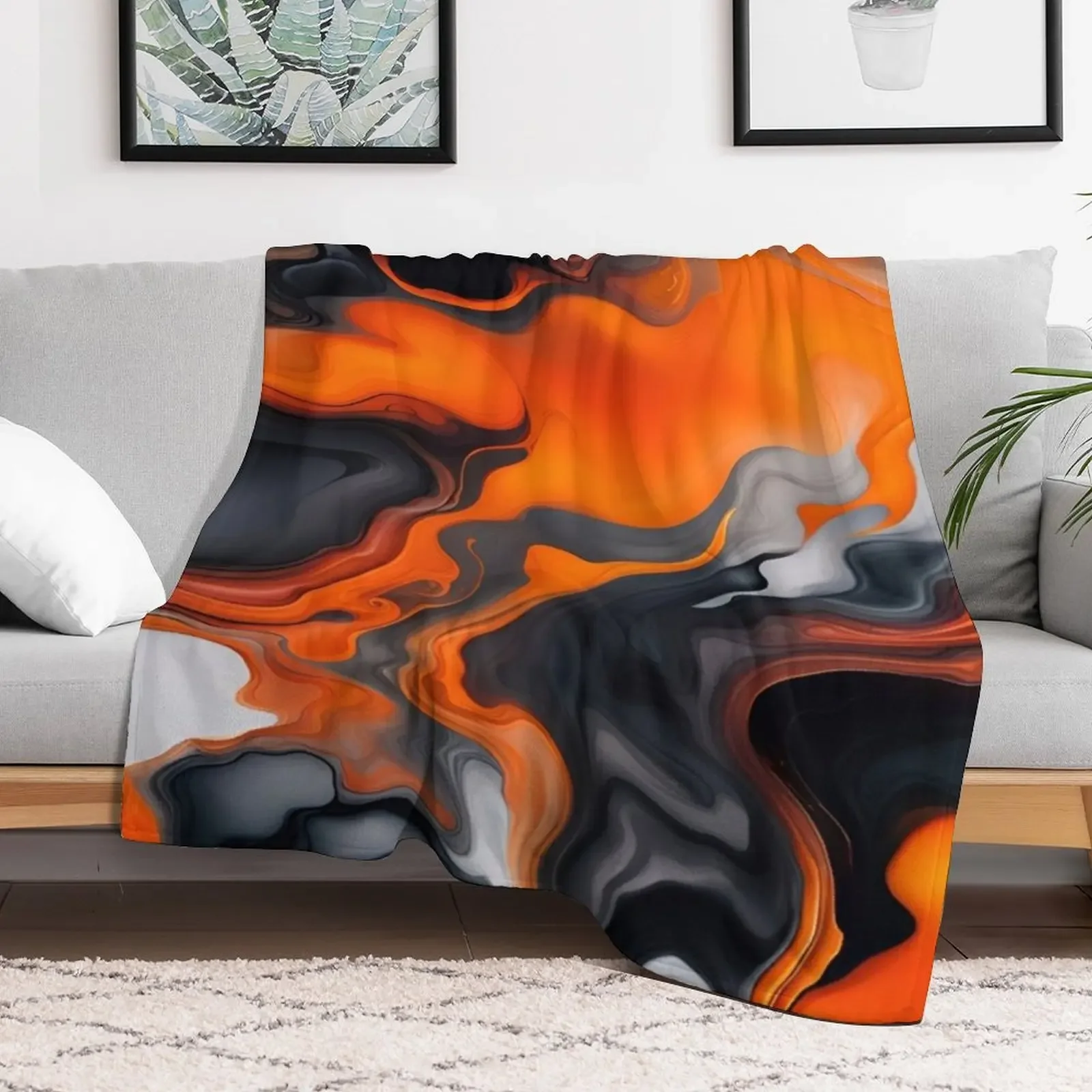 Translucent Burnt Orange White Black Grey Abstract Throw Blanket Comforter Decoratives Blankets