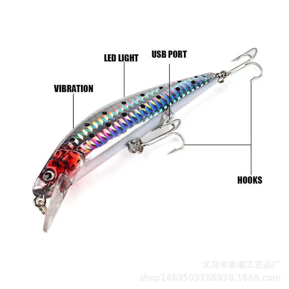Fishing Bionic Lures Electric Realistic Vibrating Fishing Lure USB Rechargeable Luminous LED Artificial Bait Fishing Accessories