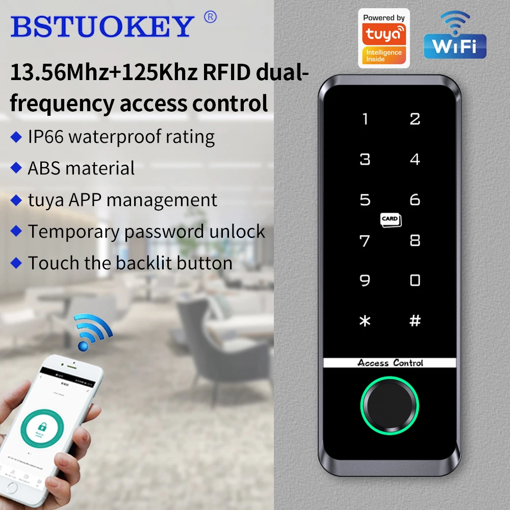 サポート-tuya-app-wifi-指紋認証ドアロックパスワードデュアルバンド-id-ic-カード防水キーボード-rfid-キーレスエントリー電子ロック