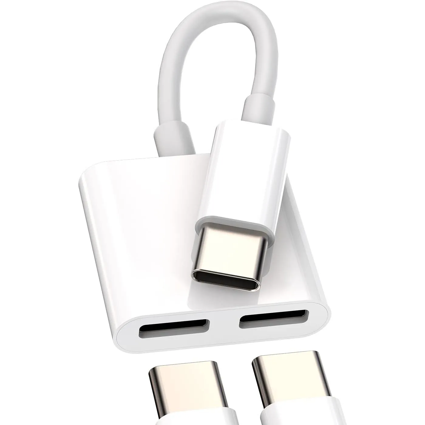 Adaptador de Audio 2 en 1 USB C a 3.5mm con Divisor de Carga, Dongle de Conexión Auxiliar Tipo C para iPhone 16 15 Pro Max Samsung S22 S21