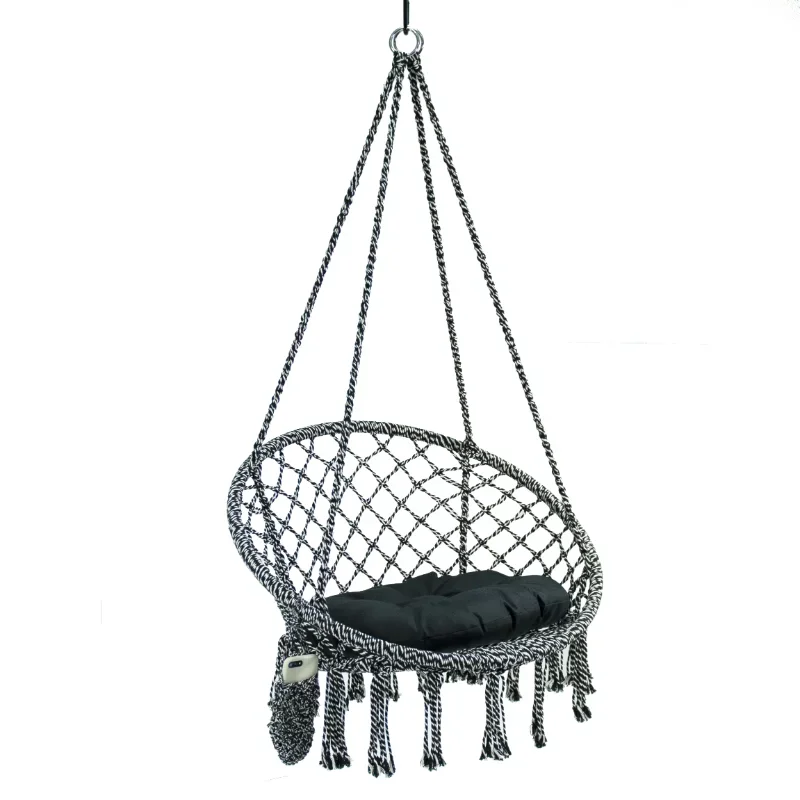 

Equip Deluxe Outdoor Macrame Hammock Hanging Chair, Cotton Multi-Color, Size 31.5" L x 24" W Capacity 250l stand