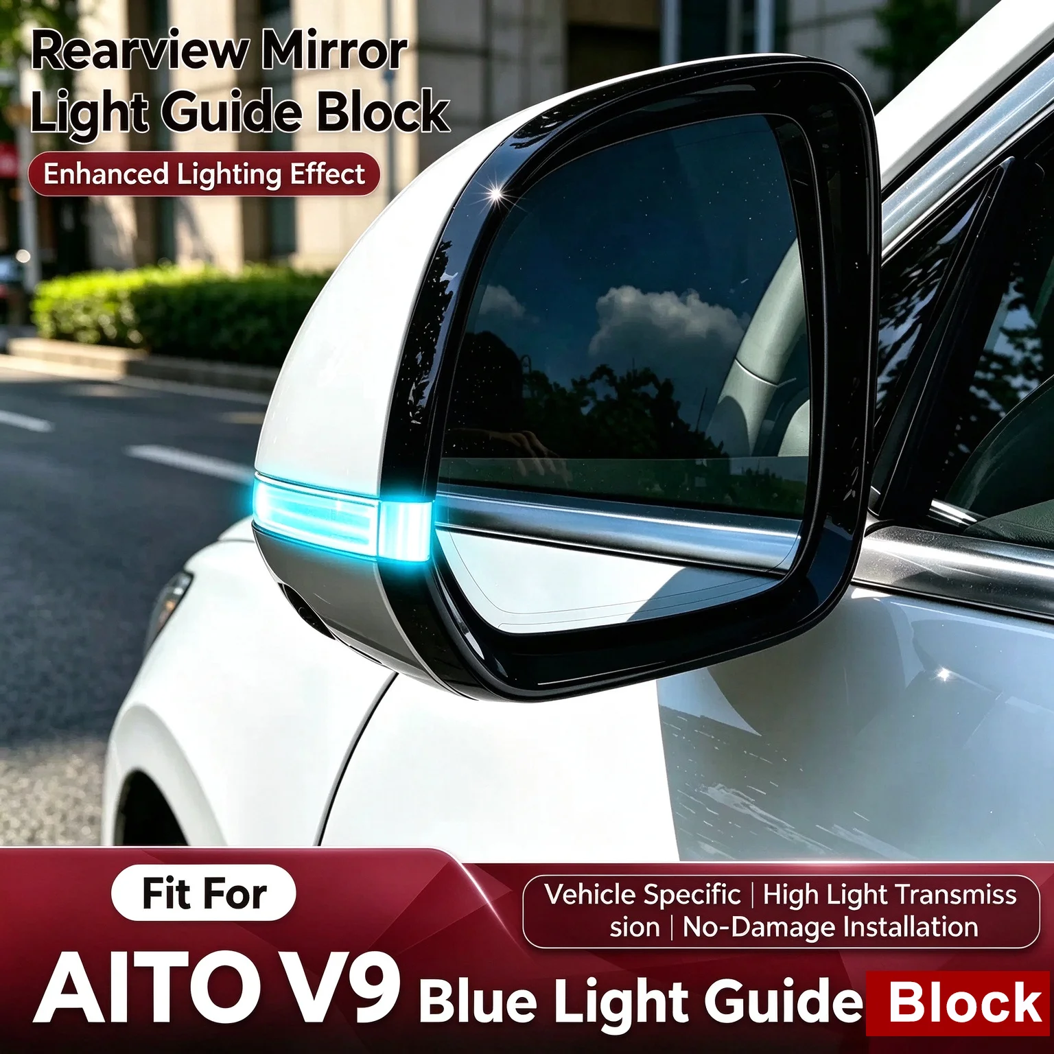 Rearview Mirror Small Blue/Yellow Light Guide Block for AITO V9  Intelligent Driving Assist Steering Light