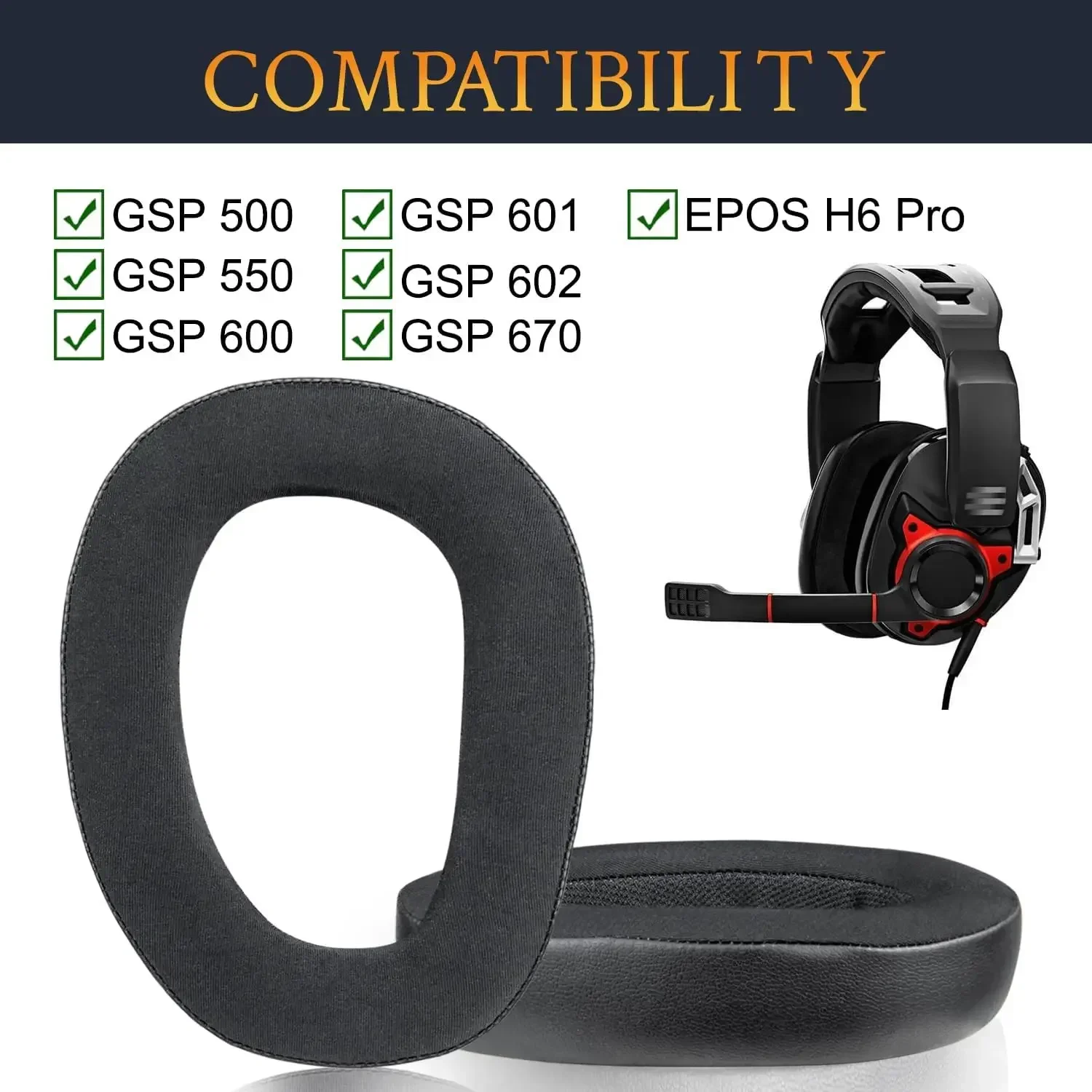 Substituição Cooling Gel Earpads, Sennheiser GSP500, GSP550, GSP600, GSP 670 Headset, EPOS H6 Pro, GSP601, GSP602 Auscultadores