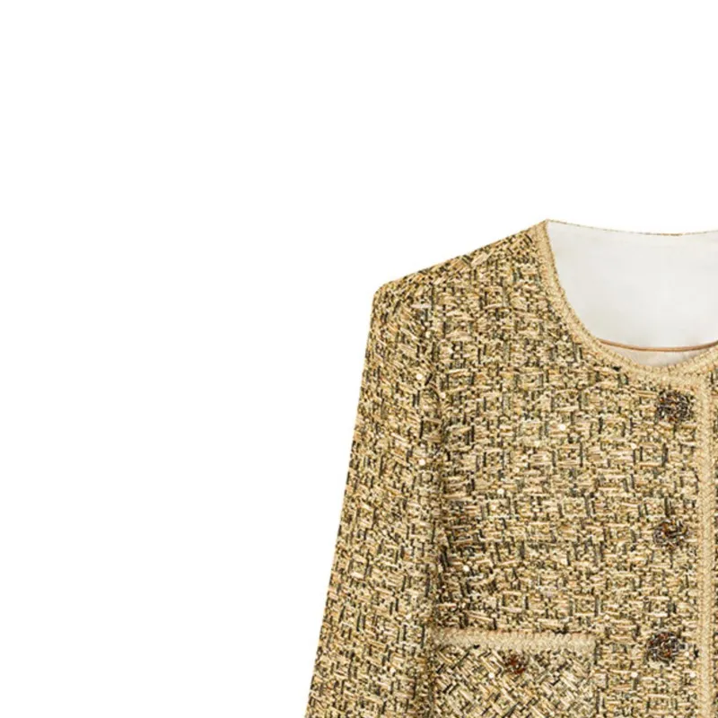 Khaki tweed coat Everything spring/fall women's coat woven top