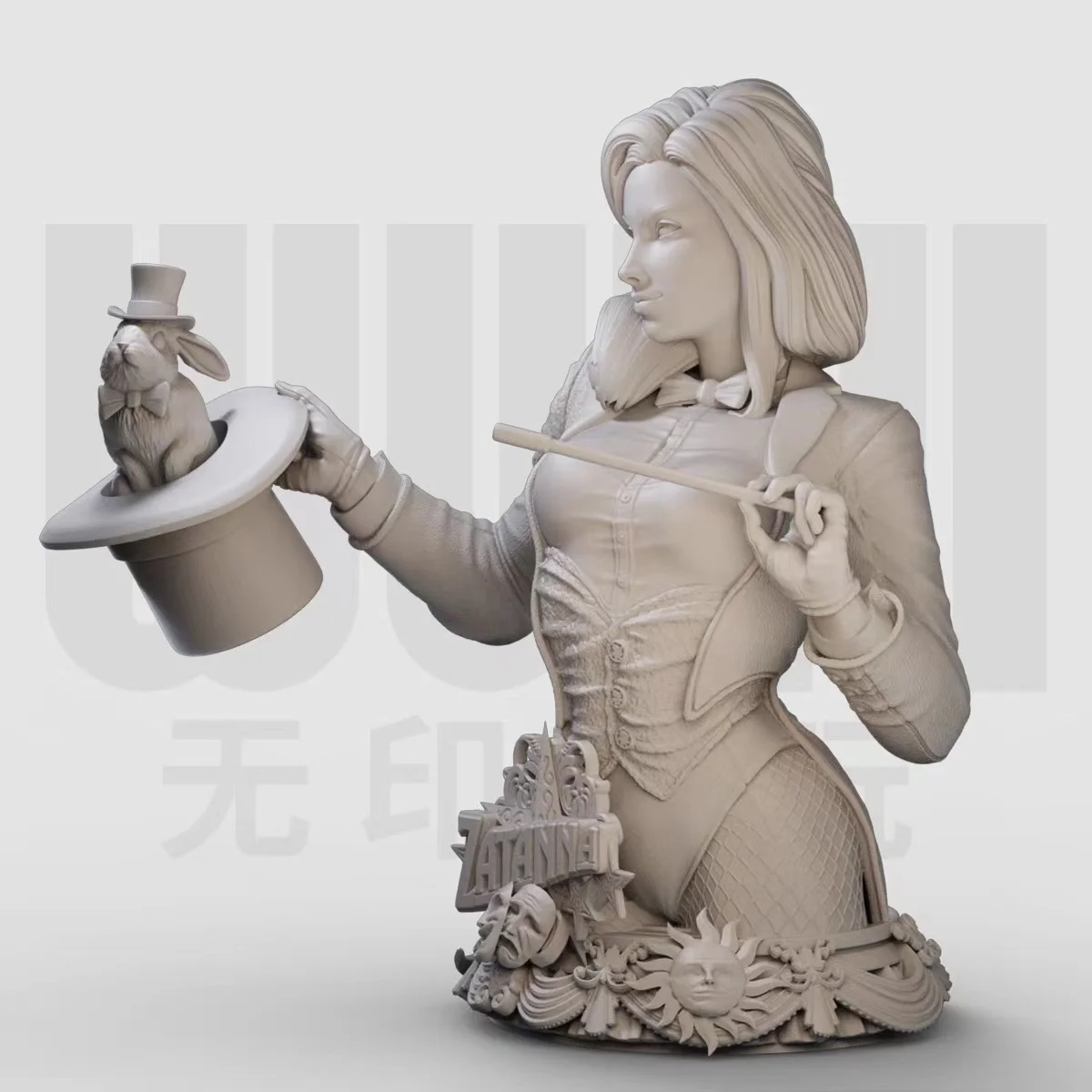 1/10 Mage Zatana Bust Resin White Model GK figure  Model