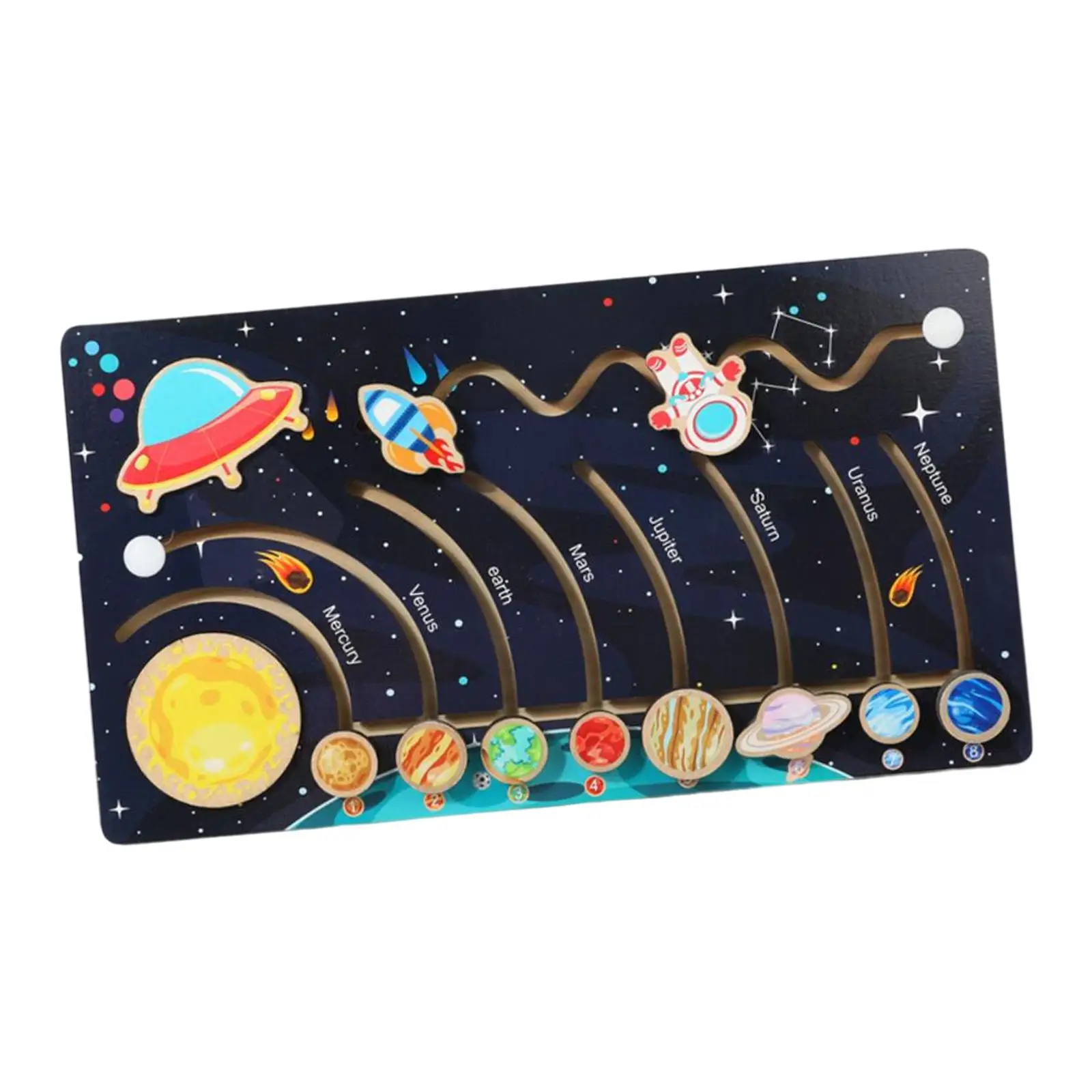 Montessori Toys Solar System Board Planets Shape Education Learning Puzzles Space Planets Puzzle Toys for home Boys Baby