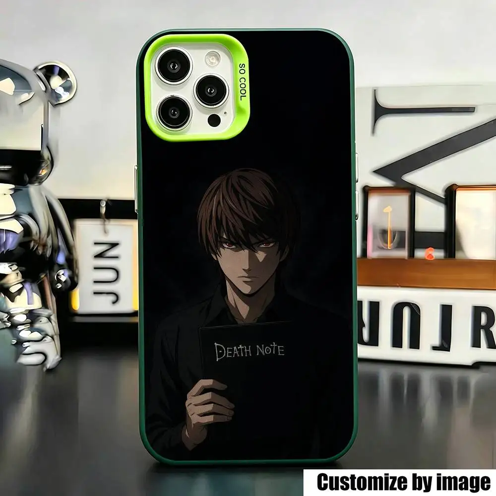 Anime Light Yagami D-Death N-Note  Phone Case For iPhone 17,16,15,14,13,12,11 Plus,Pro Max,XS,Green Silver Cover