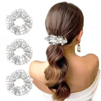 5Pcs/20pcs Mirror Disco Sequin Hair Scrunchies Metallic Silver Scrunchies CHEERLEADERS Girls Ponytail Holder Hair Accessories - Image 6