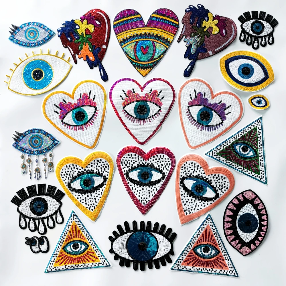 embroidery eye patch,sequined badges,eyes patches,heart appliques DIY accessory WF22835