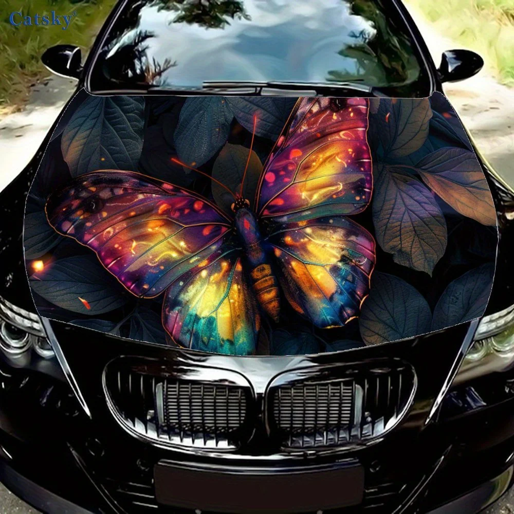 

Мечтательная красочная виниловая пленка для автомобиля с бабочкой, водонепроницаемая наклейка на капот автомобиля из ПВХ, самоклеящиеся устойчивые к царапинам наклейки для двигателя C