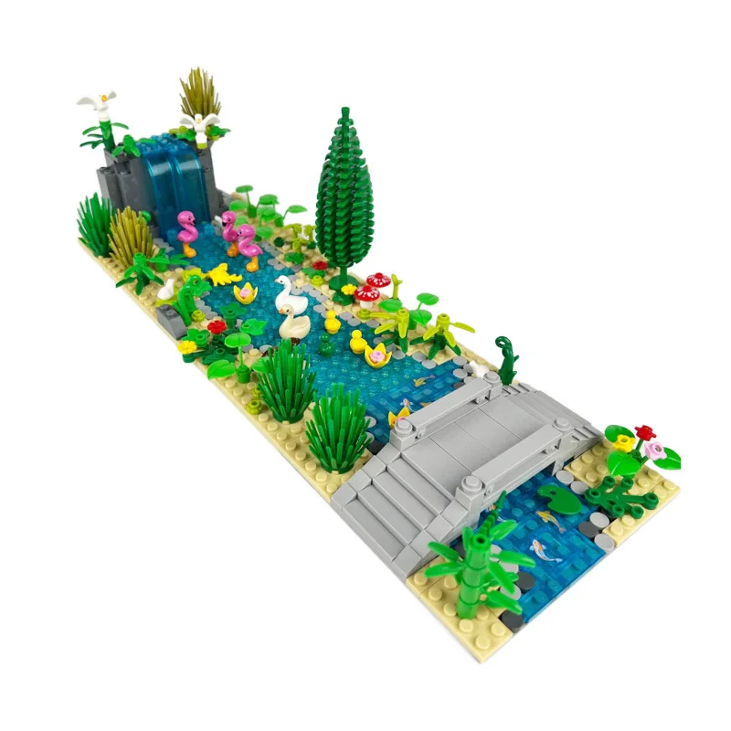 

City Farm Animals Building Blocks Nature Animals Fish Otter MOC Underwater World Fish Flamingo Swan Set DIY Toys for Kids Gift