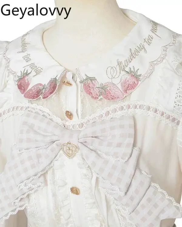 2026 Spring New Japanese-Style Mass-Produced Long Sleeve Doll Collar Top Sweet and Cute Versatile Lolita Bow Shirt for Girls