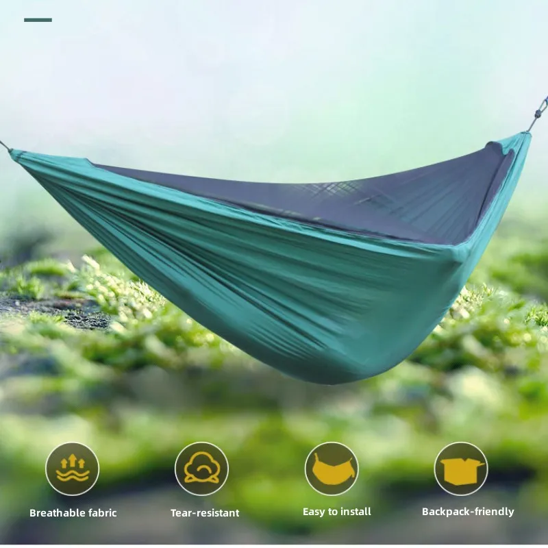 2Person Outdoor Camping Hammock 2.8x1.4 m/9.2x4.6ft น้ําหนักเบาแขวนยุงสุทธิเปลญวนสายรัดต้นไม้ Swing กระเป๋าเป้สะพายหลัง Backyard