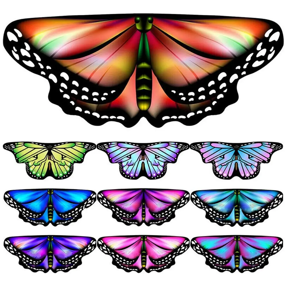 

Fashion Colorful Butterfly Wings Costume Fancy Dress DIY Decorations Fairy Shawl Cosplay Costume Pixie Cloak Party Accessories