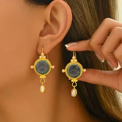 New Trend Blue Color Geometric Type Inlay Pearls Earrings For Women Party Birthday Custom Jewelry