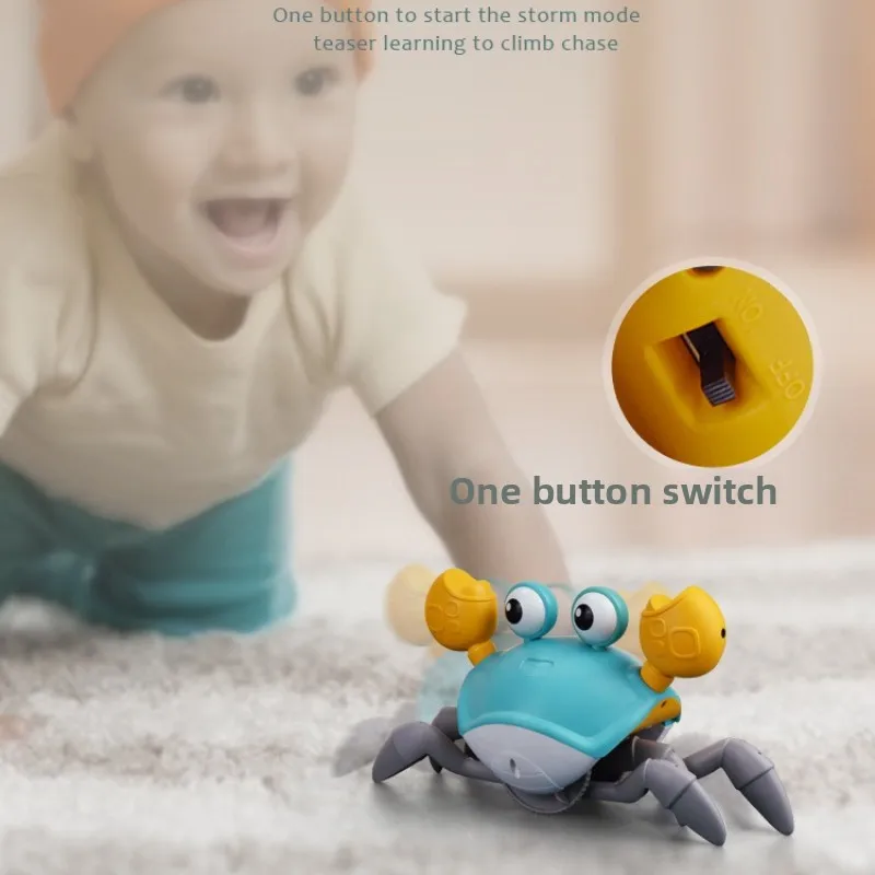 Elektrisches Induktions-Krabbenspielzeug für Kinder, wiederaufladbar, leuchtende Musik, Baby-Krabbeln, Fluchtkrabbe mit Lichtern und Ton, perfektes Geschenk