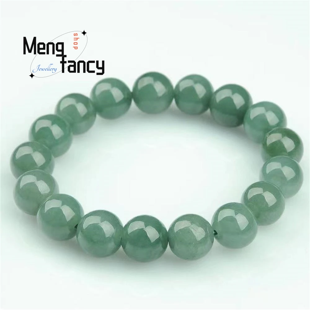 Natural Myanmar Jadeite Oil Green Bead Bracelet Exquisite Elegant Simple High-grade Luxury Quality Jade Jewellery Holiday Gifts
