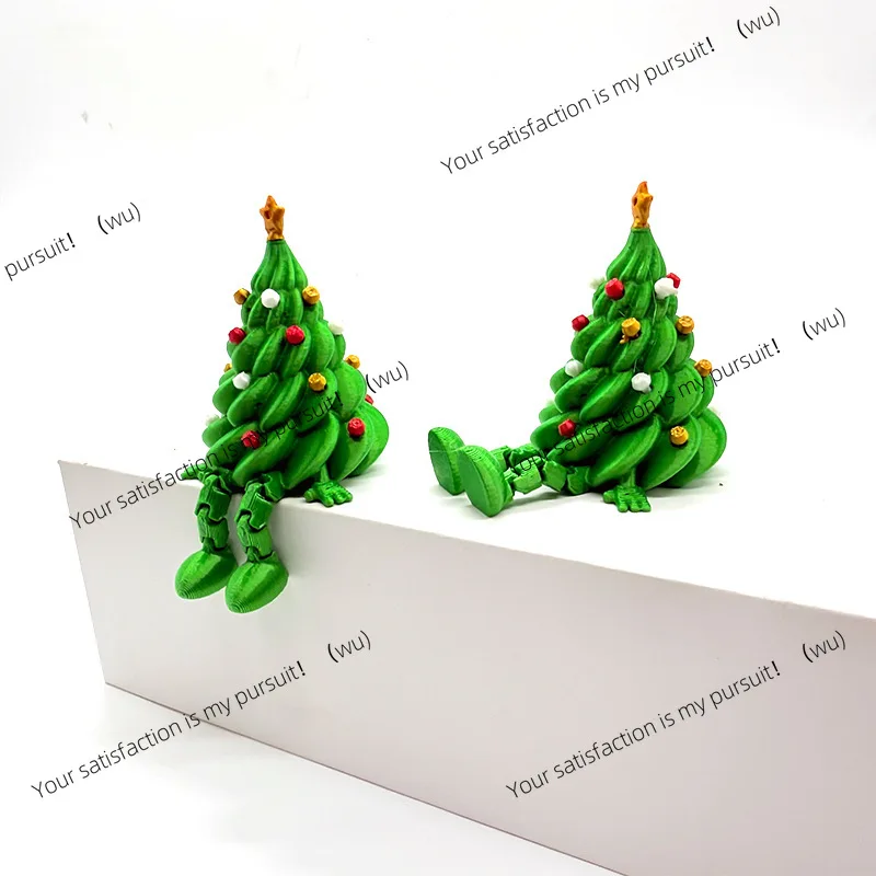 2pcs 3D printing Christmas cute desktop ornament Christmas tree colorful joints movable shape gift decoration
