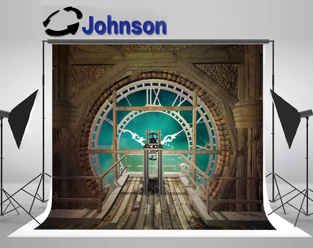 JOHNSON Clock Steam Punk Empty Steampunk Room Wood photography studio background High quality Computer print party backdrops