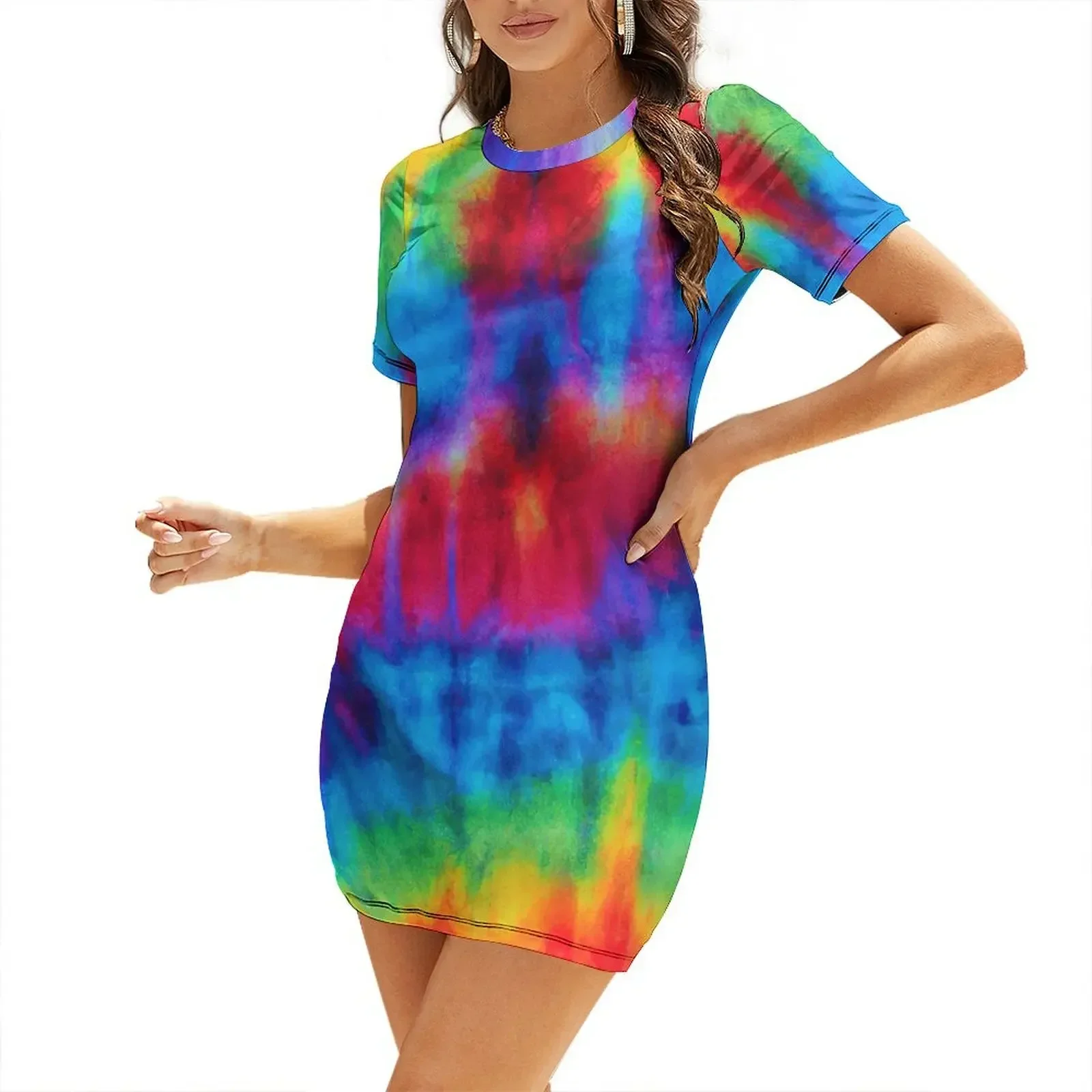 

Colourful Tie Dye Short-Sleeved Dress dresses for women Female dress dresses summer woman 2026