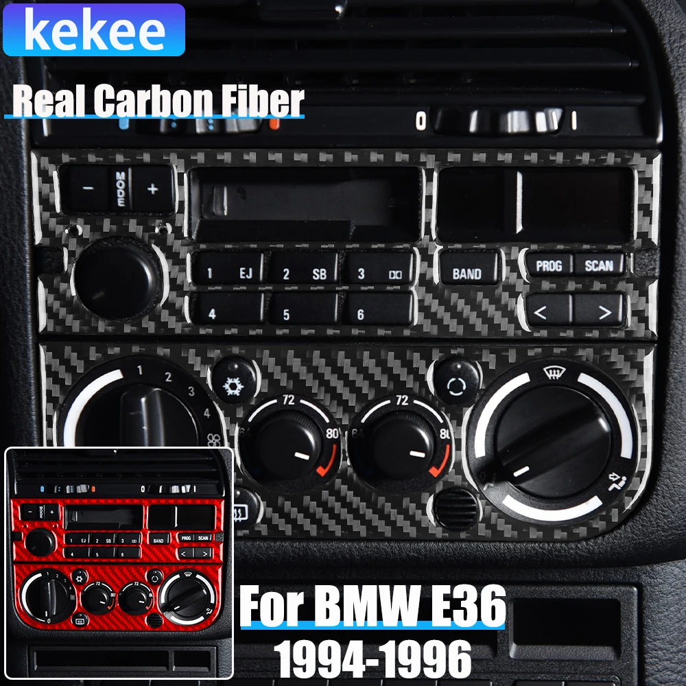 

Real Carbon Fiber Car Accessories Radio Climate Set Decorative Trim Cover Soft Sticker For BMW E36 3 Series/M3 1994 1995 1996