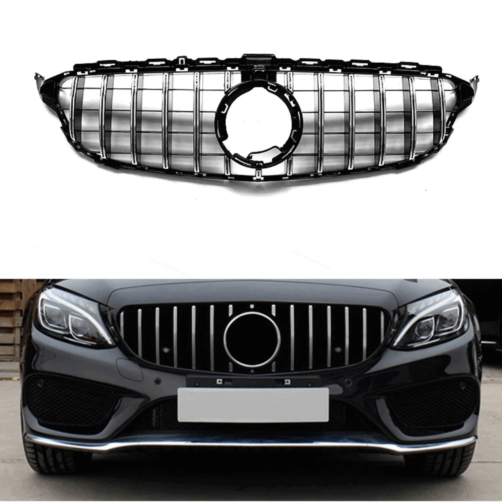 GT R Front Grill Grille For Mercedes-Benz W205 C Class C200 C250 C300 C350 2019+