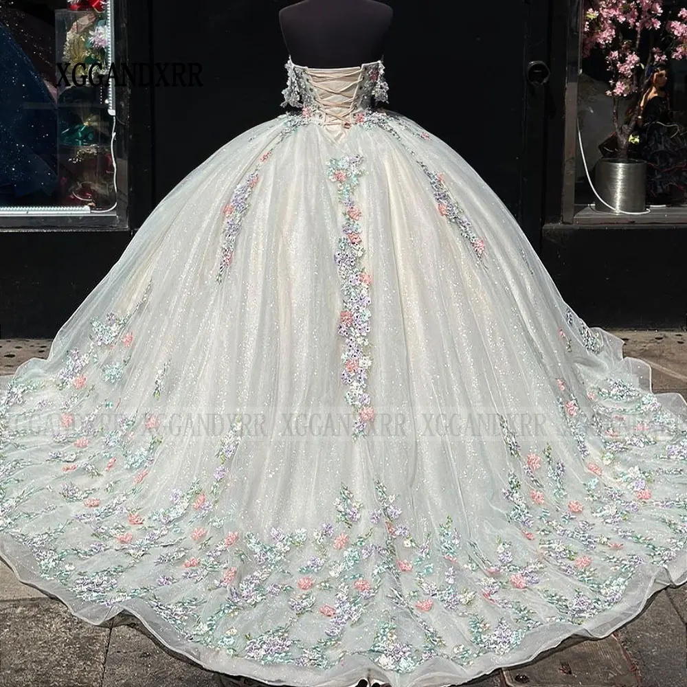 Bloem Ivoor Quinceanrea Jurken 2024 Off Shoulder Xv Jurk Para Eventos Especiale Sweet 16 Prinses Vestido De 15 Quinceañeras