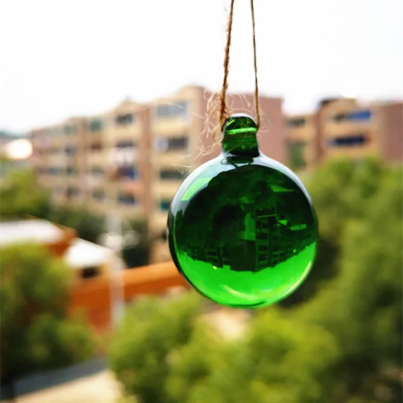 New Arrived 30mm Green Smooth Glass Ball Nice Crystal Feng Shui Spheres Birthday Party Outdoor Christmas Tree Hanging Decoration