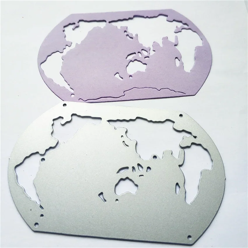 World Map Metal Cutting Dies Stencil for DIY Scrapbooking Photo Album Embossing Paper