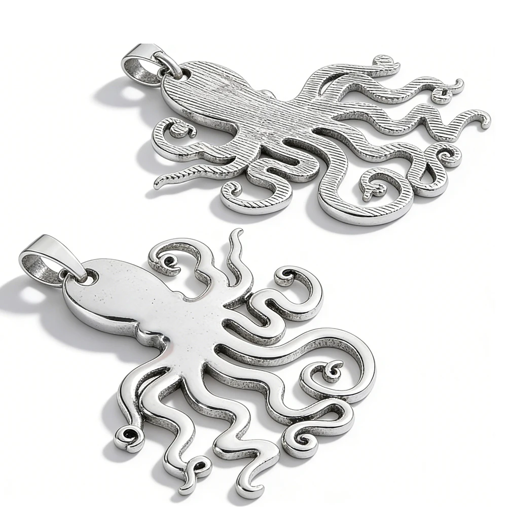 ZXZ 2pcs Large Octopus Squid Charms Pendants Nautical Steampunk for Necklace Jewelry Making Findings 90x70mm