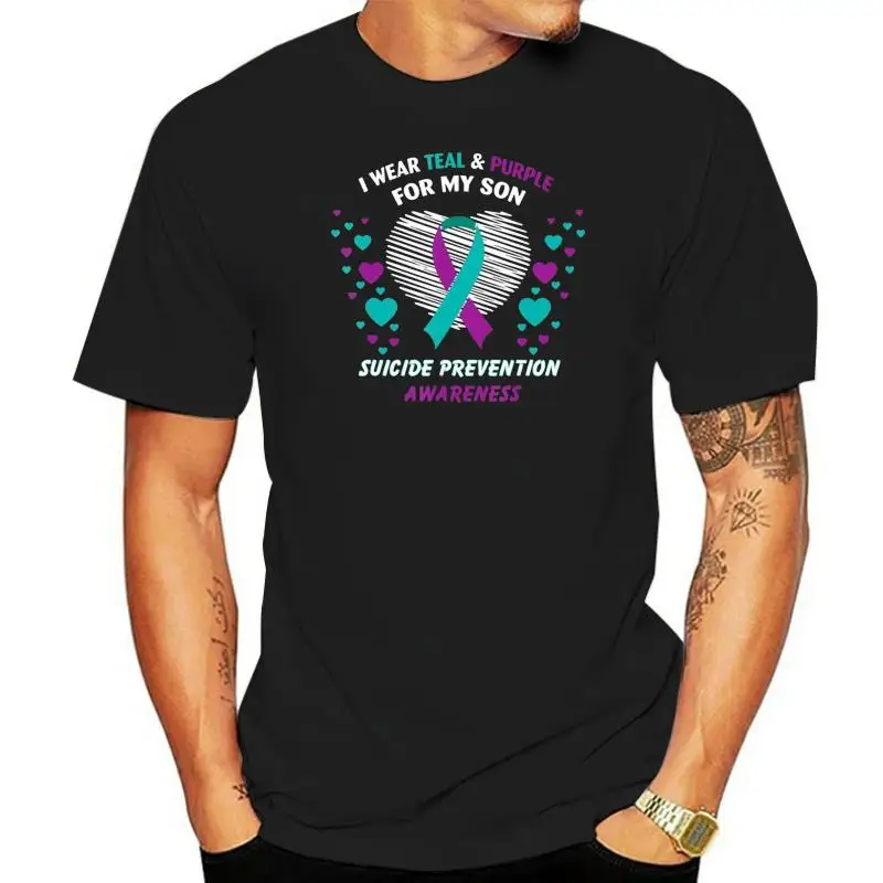 I Wear Teal & Purple For My Son Suicide Prevention Awareness T-Shirt Size S-3Xl Slogans Customized Tee Shirt