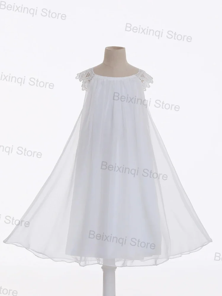 

Girl Baby Christening Dress White Chiffon Lace Suspenders Long Skirt Low Price Direct Selling Kids Communion Birthday Ball Gown