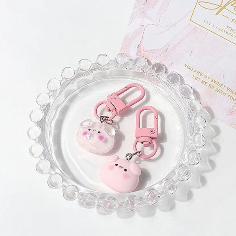 1Pair Cute Sweet Pink Pig Keychain Pendant Cartoon Versatile Charm Key Rings Exquisite Backpack Decoration Accessories Gifts