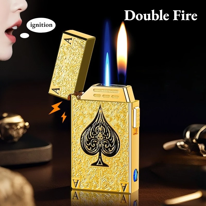 Innovative Embossed Windproof Lighter, Metal Smart Induction Inflatable Lighter, Multi-Sensor Black Tech Cigarette Lighter