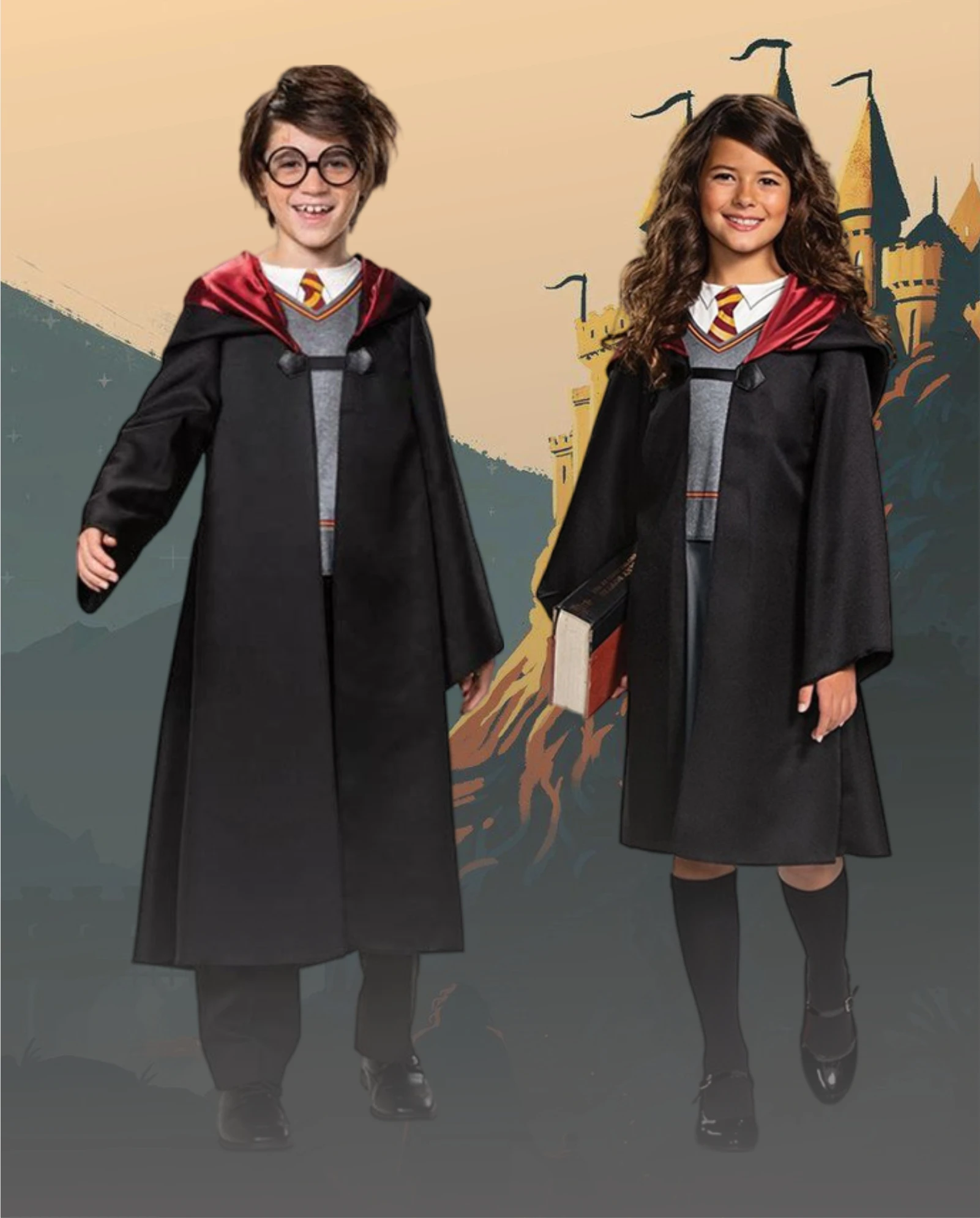 

Halloween Boys Girls Wizard Cape with Hat In Christmas Party Costumes for Kids Cosplay Cloak Fancy Dress Up